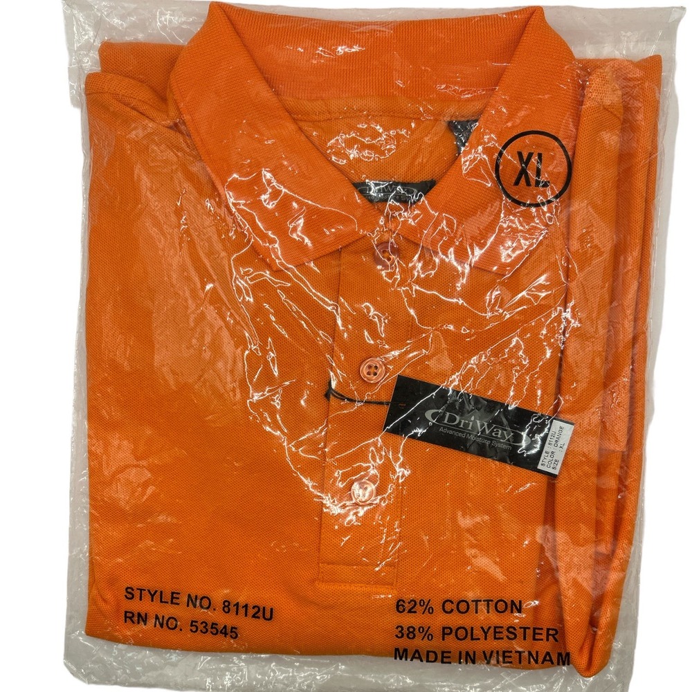 DriWay Advanced Moisture System Orange Men's Polo Size XL Extra Lrg New in Bag